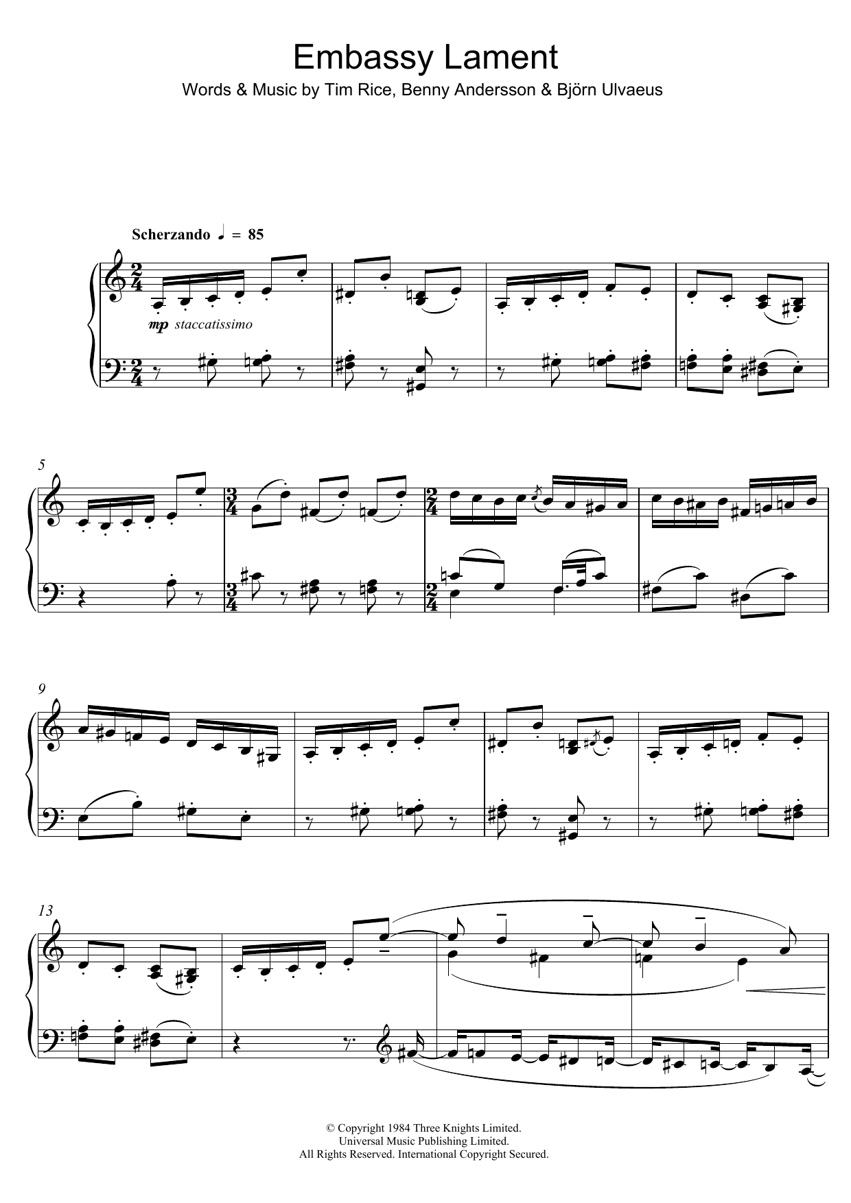 Produktbild zu: Embassy Lament (from "Chess")