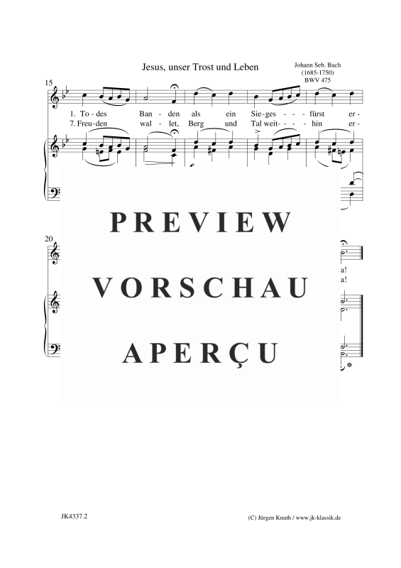 Produktgalerie: Seite 3 von 4 Jesus, unser Trost und Leben BWV 475, , Gesang und Klavier