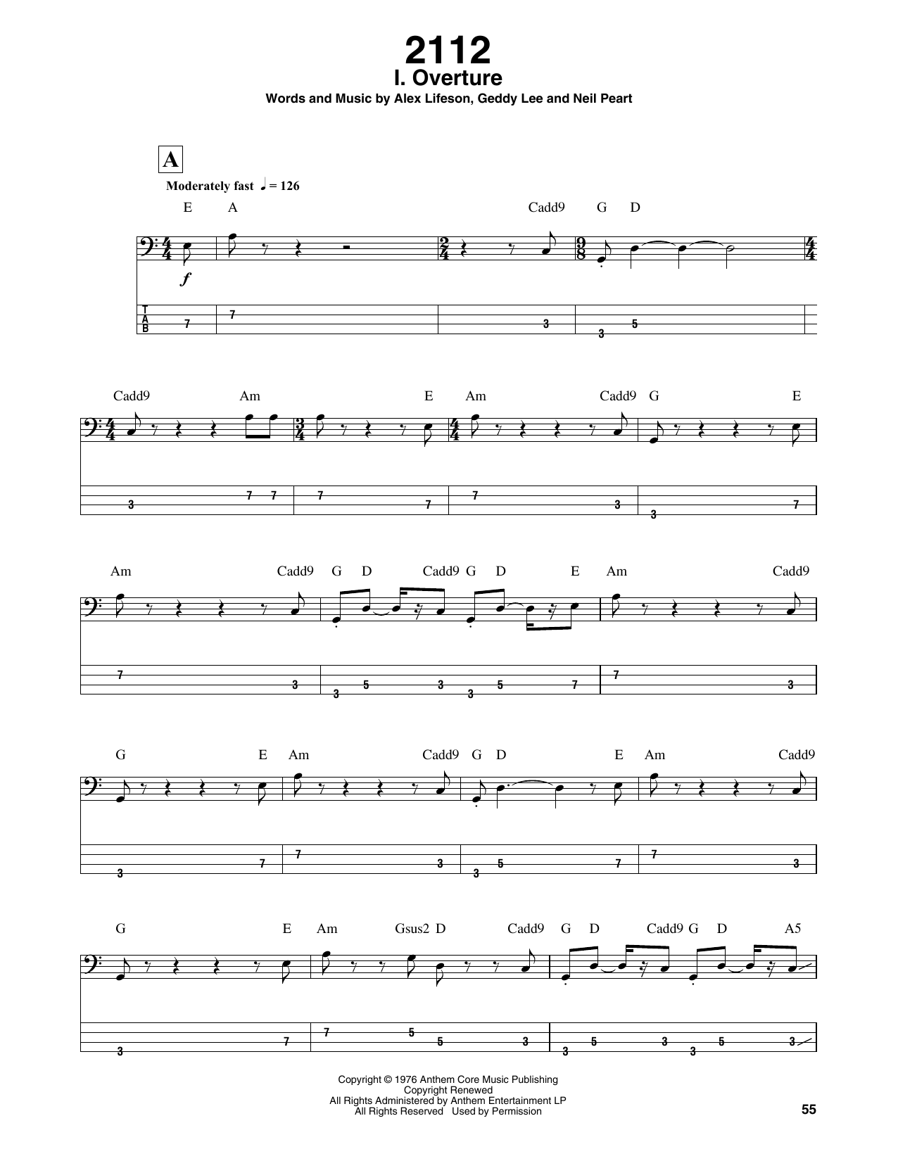 Produktgalerie: Seite 1 von 1 2112-I Overture, Rush, E-Bass