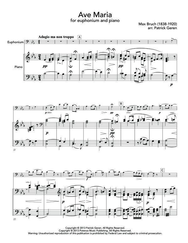 Product gallery: Page 1 of 11 Ave Maria, , (euphonium and piano)
