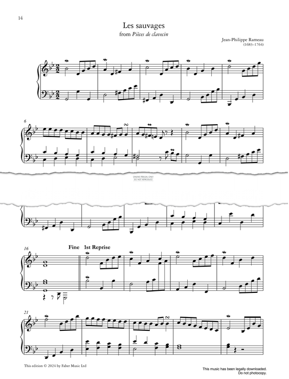 Produktgalerie: Seite 1 von 1 Les sauvages (from Pièces de clavecin), Jean-Philippe Rameau, Klavier