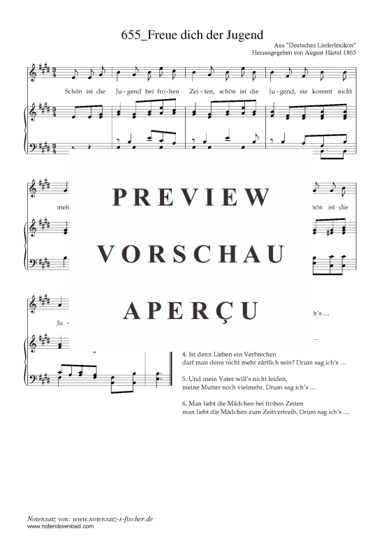 Product picture to: Freue dich der Jugend Aus "Deutsches Liederlexikon" A. Härtel (1865)