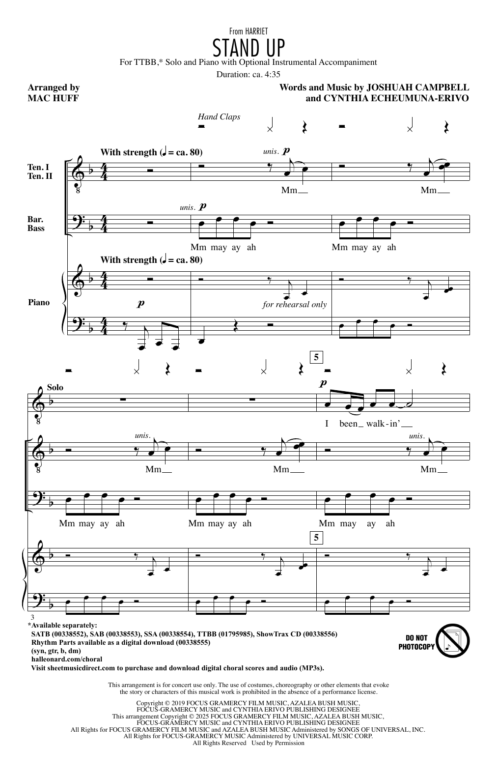 Product picture to: Stand Up (from Harriet) (arr. Mac Huff)