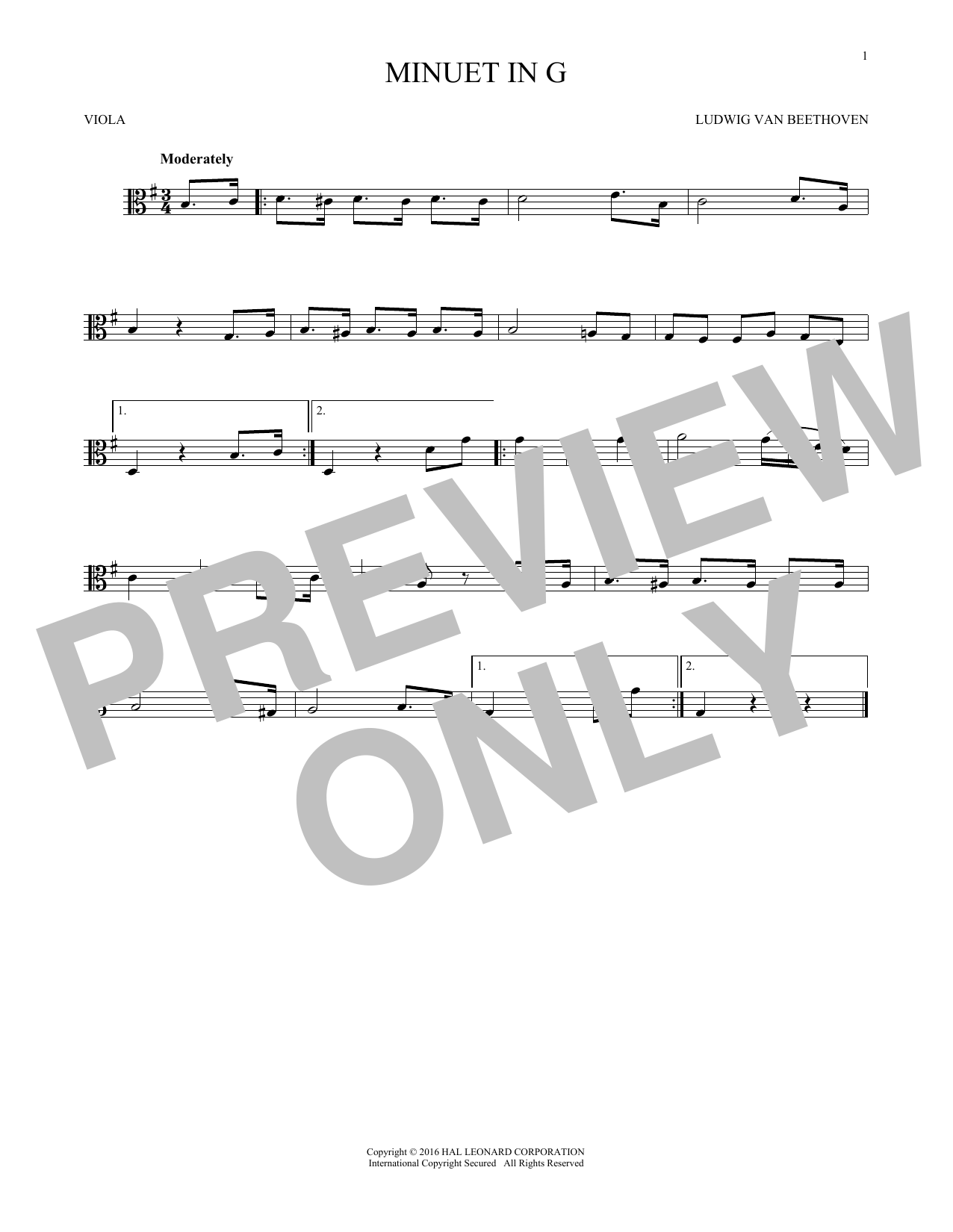 Produktgalerie: Seite 1 von 1 Minuet In G, Johann Sebastian Bach, Viola