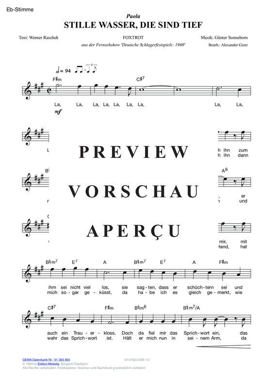 gallery: Stille Wasser, die sind tief , Paola, (melody parts in C/B/E flat)