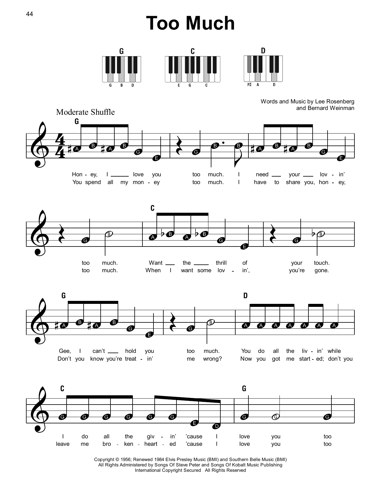 Produktgalerie: Seite 1 von 1 Too Much, Elvis Presley, Klavier