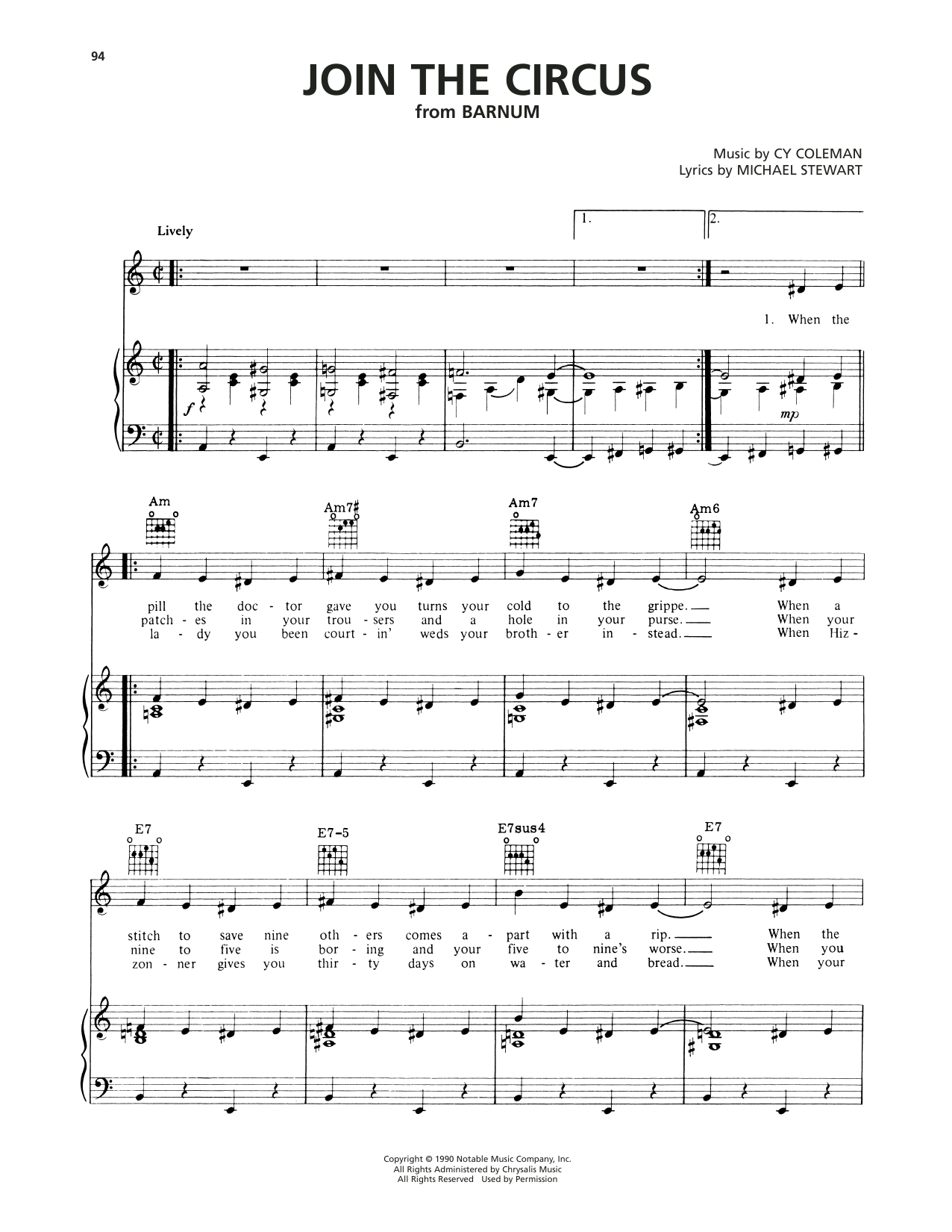 Produktgalerie: Seite 1 von 1 Join The Circus (from Barnum), Cy Coleman, Gesang, Gitarre, Klavier