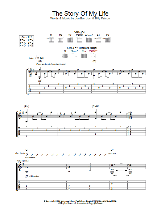 Produktgalerie: Seite 1 von 1 Story Of My Life, Bon Jovi, Gitarre