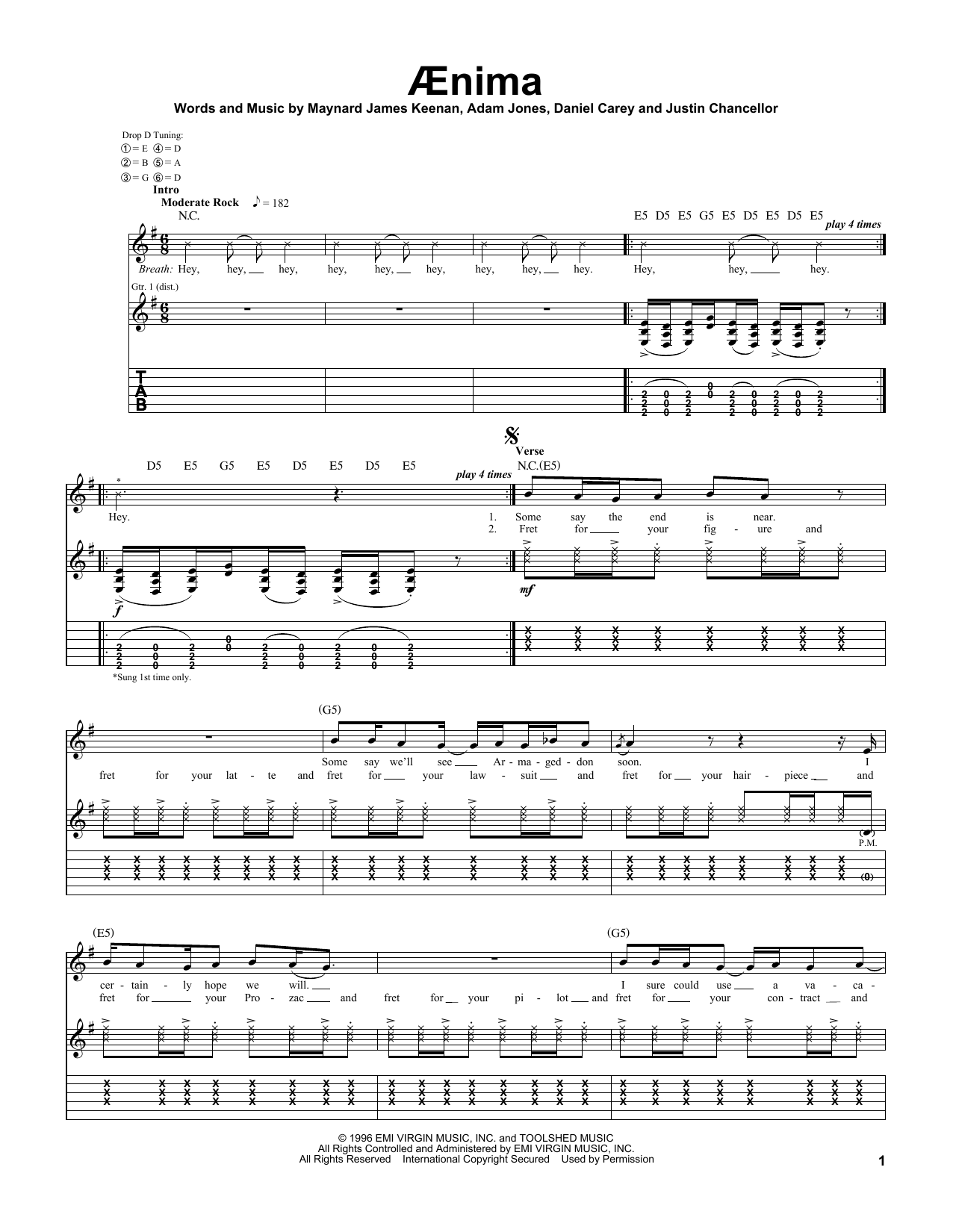 Produktgalerie: Seite 1 von 1 Aenima, Tool, Gitarre