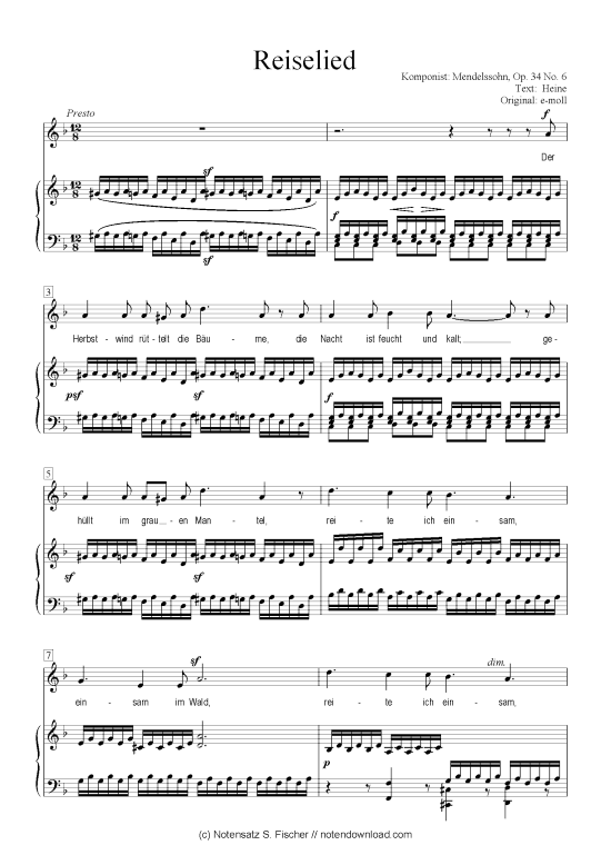 Product picture to: Reiselied  Mendelssohn