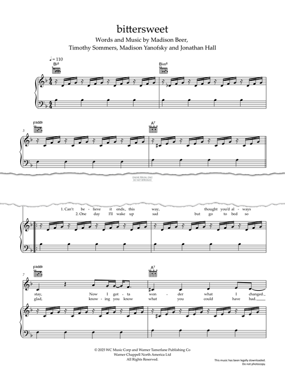 Produktgalerie: Seite 1 von 1 Bittersweet, Madison Beer, Gesang, Gitarre, Klavier