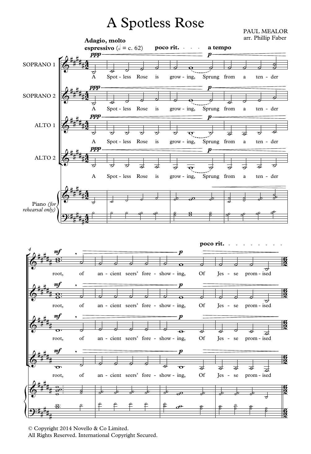 Produktgalerie: Seite 1 von 1 A Spotless Rose (arr. Phillip Faber), Paul Mealor, Chor