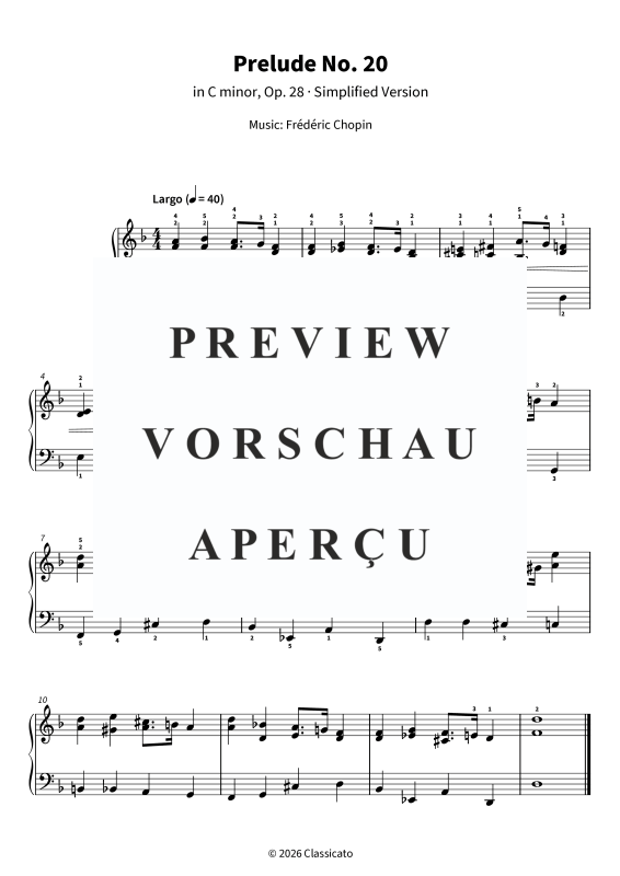 Produktgalerie: Seite 5 von 5 Prelude No. 20 - in C minor, Op. 28 · Simplified Version, , Klavier Solo