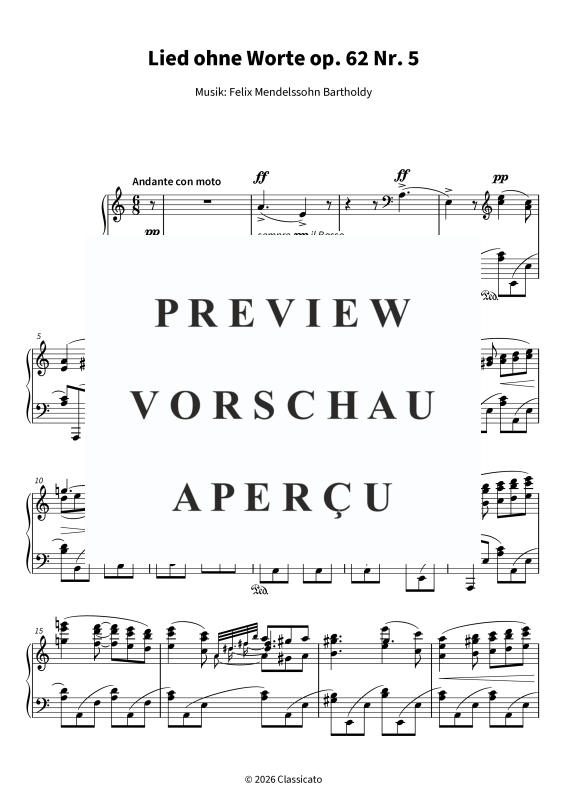 Product gallery: Page 5 of 7 Lied ohne Worte op. 62 Nr. 5, , Solo Piano
