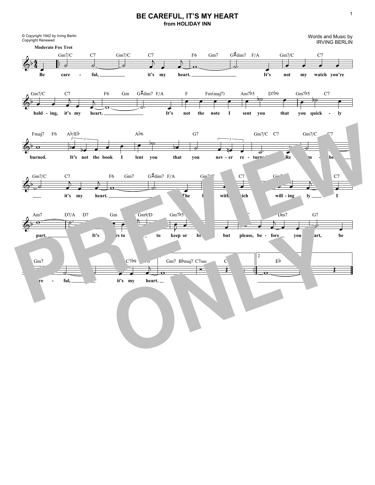 Product gallery: Page 1 of 1 Be Careful, It's My Heart, Irving Berlin