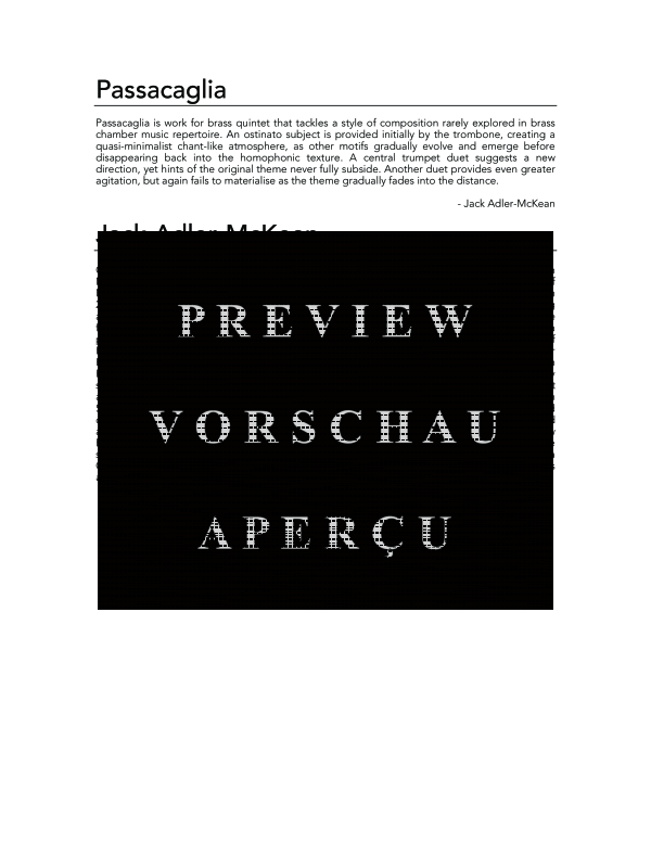 Produktgalerie: Seite 4 von 11 Passacaglia, , (Blechbläser Quintett)