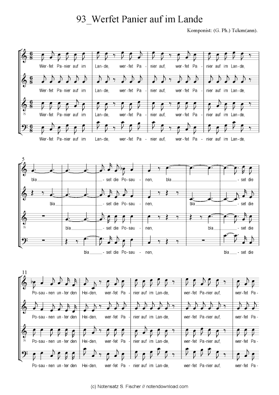 Product picture to: Werfet Panier auf im Lande (G. Ph.) Telem(ann) Motette über Jer. 51, 27-29