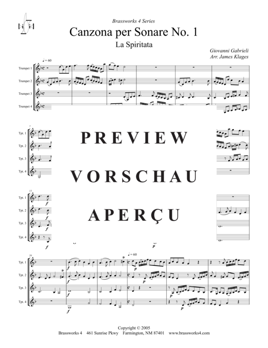 Produktgalerie: Seite 2 von 7 Canzona per Sonare Nr. 1 - La Spiritata , , (4x Trompeten)