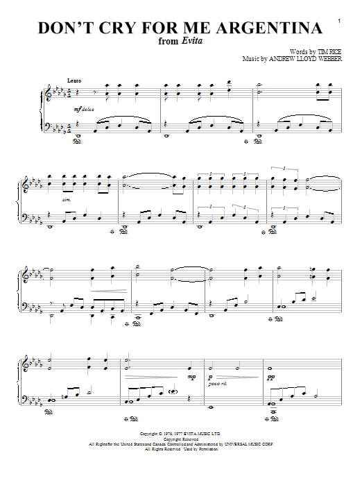 Produktbild zu: Don't Cry For Me Argentina (from Evita)