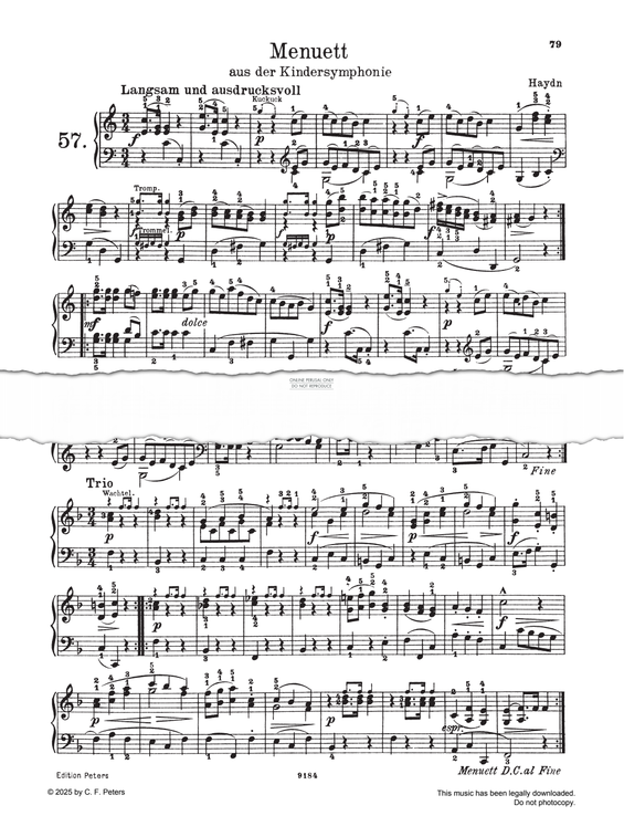 Produktgalerie: Seite 1 von 1 Menuett, aus der Kindersinfonie, Joseph Haydn, Klavier