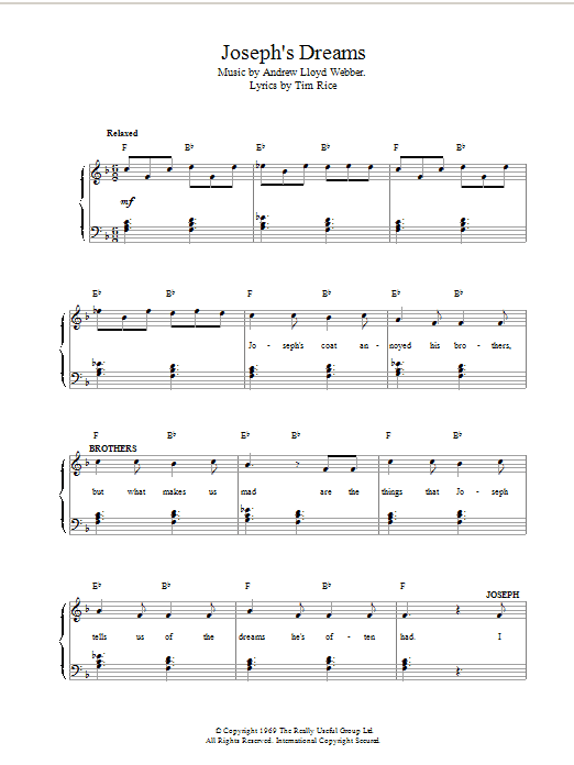 Produktbild zu: Joseph's Dreams (from Joseph And The Amazing Technicolor Dreamcoat)