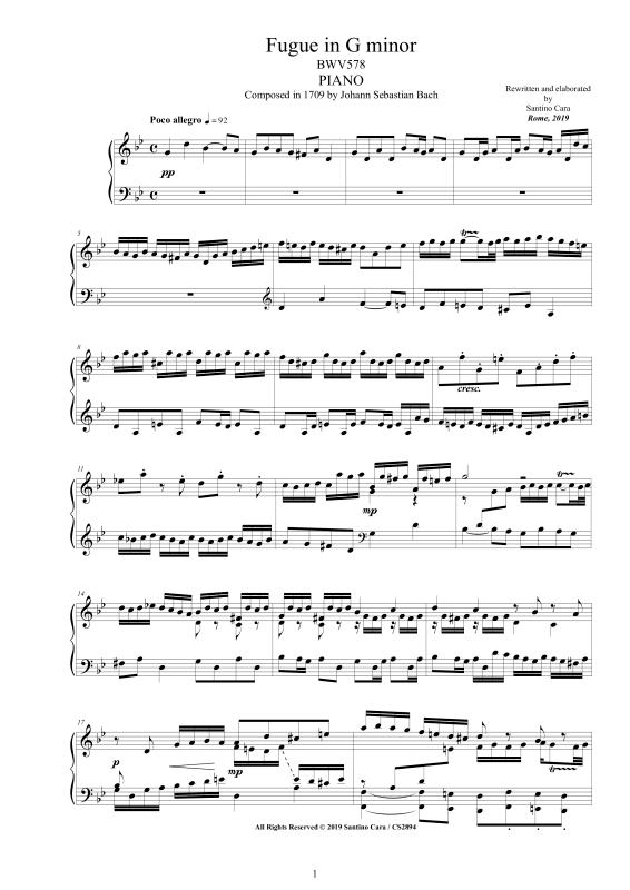 Product picture to: Fugue in G minor BWV 578Johann Sebastian Bach
