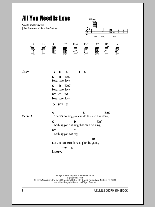 Product gallery: Page 1 of 1 All You Need Is Love, The Beatles