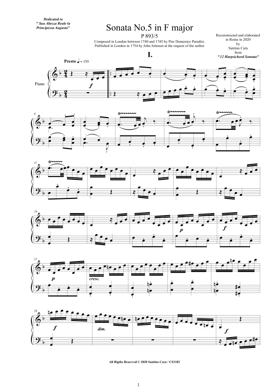 Produktbild zu: Sonate Nr. 5 in F-MollPier Domenico Paradisi