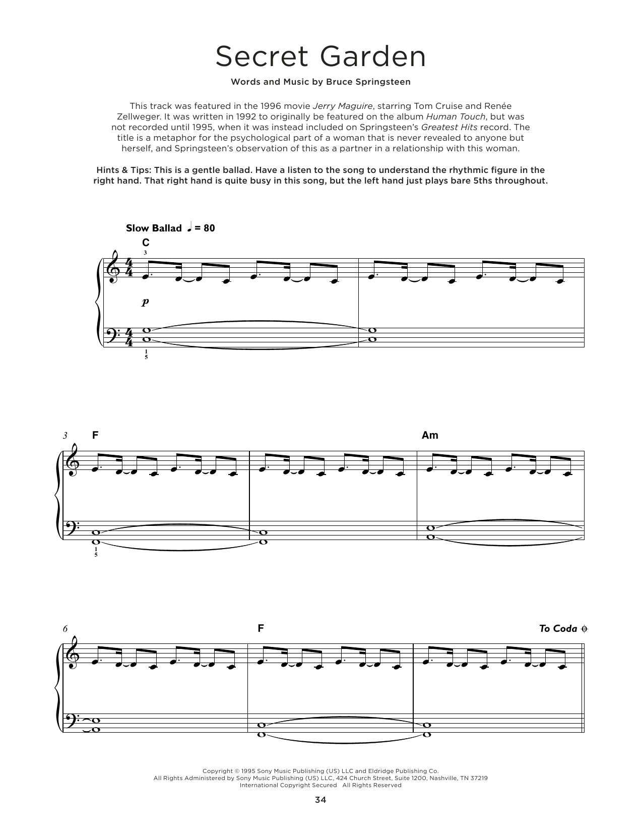 Produktgalerie: Seite 1 von 1 Secret Garden, Bruce Springsteen, Klavier