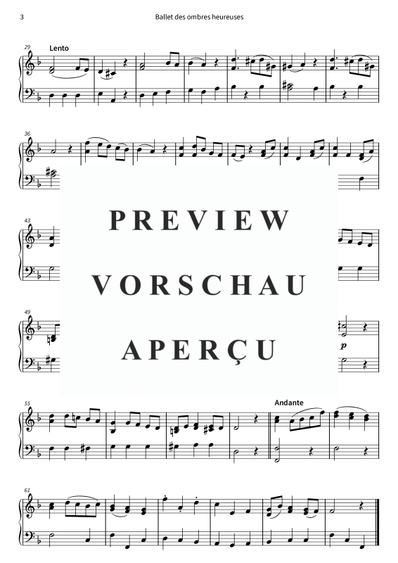 gallery: Ballet des ombres heureuses - version simplifiée, , (Klavier Solo)
