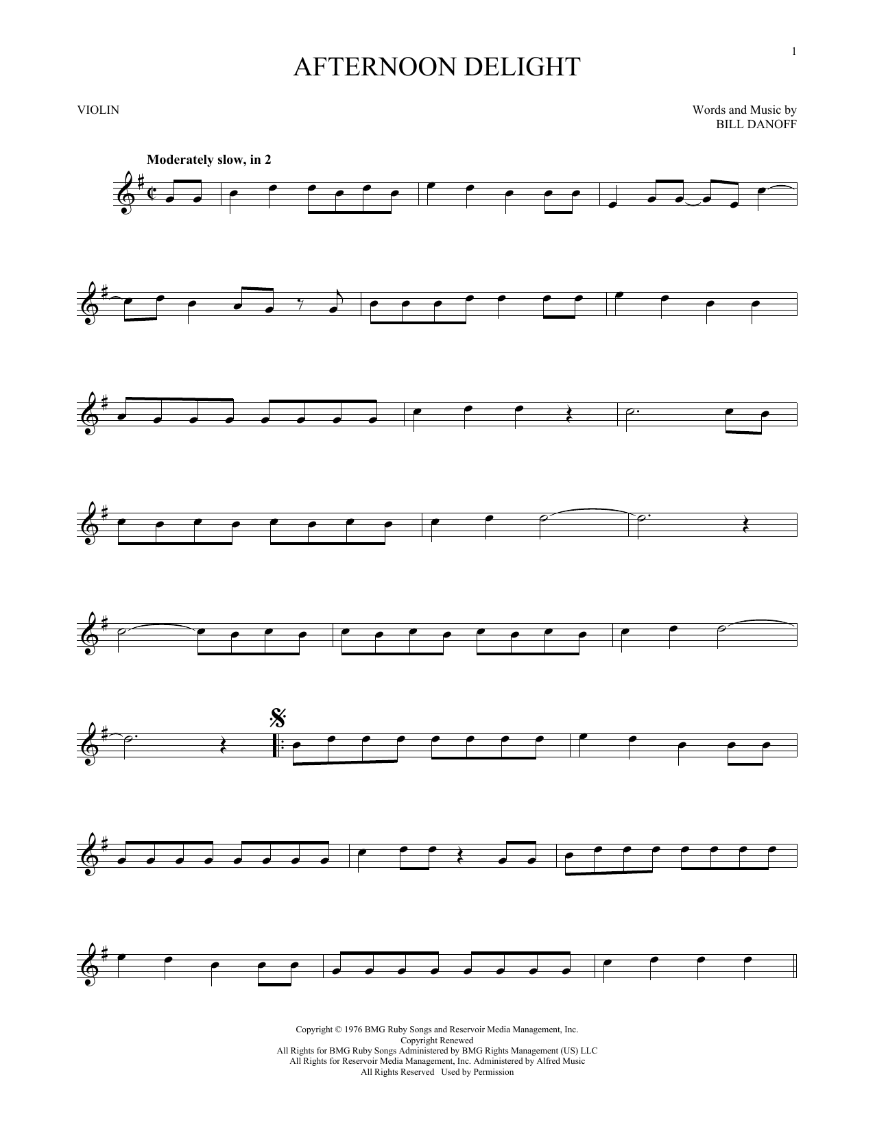 Produktgalerie: Seite 1 von 1 Afternoon Delight, Starland Vocal Band, Violine