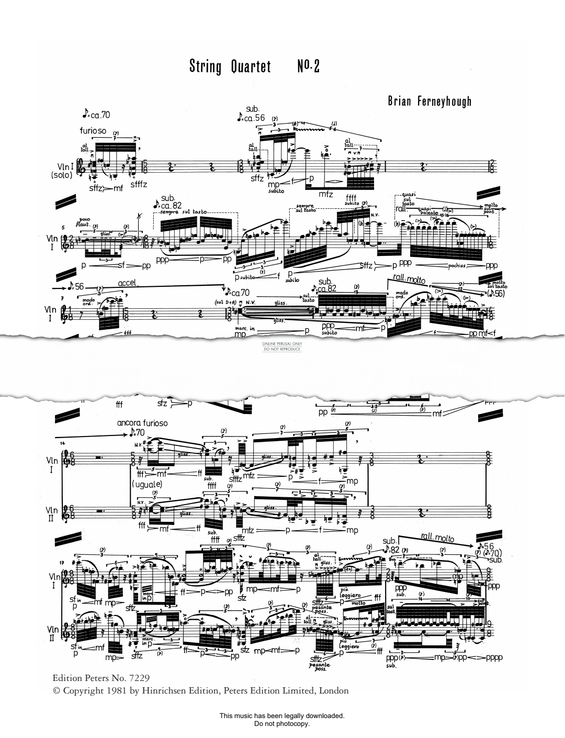 Product gallery: Page 1 of 1 String Quartet No.2, Brian Ferneyhough