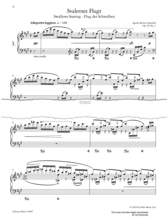 Produktgalerie: Seite 1 von 1 Svalernes Flugt (Swallows Soaring) Op.39, No.3, Agathe Backer Grøndahl, Klavier