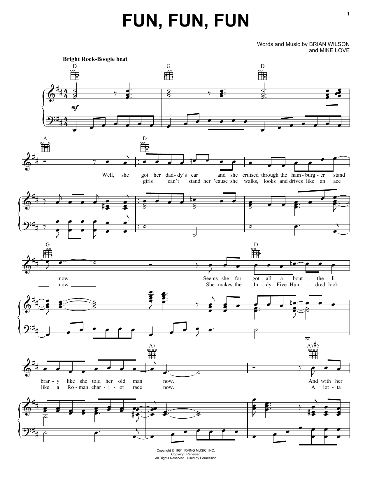 Produktgalerie: Seite 1 von 1 Fun, Fun, Fun, The Beach Boys, Gesang, Gitarre, Klavier