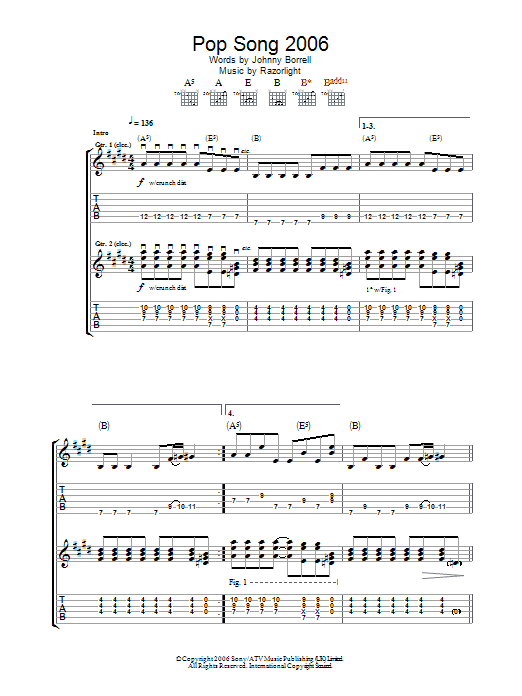 Produktgalerie: Seite 1 von 1 Pop Song 2006, Razorlight, Gitarre