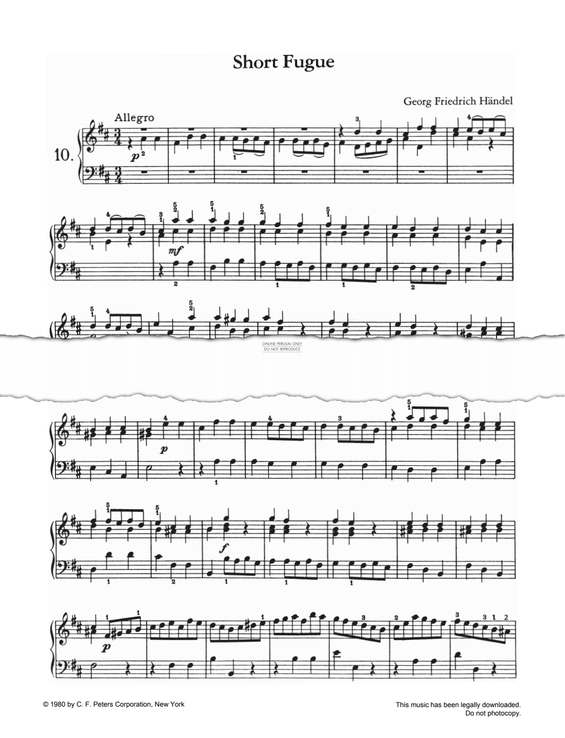 Produktgalerie: Seite 1 von 1 Short Fugue, George Frideric Handel, Klavier