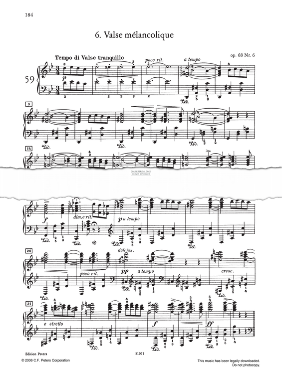 Produktgalerie: Seite 1 von 1 Valse mélancoloque Op. 68, Edvard Grieg, Klavier