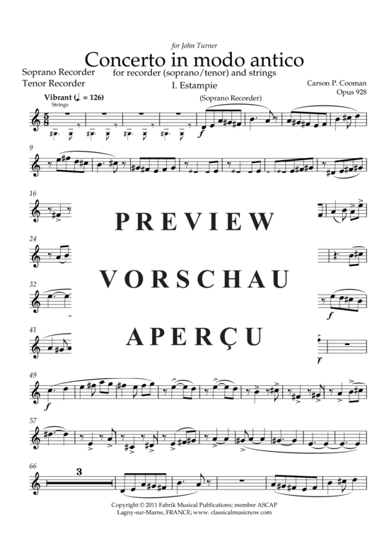 Product gallery: Page 13 of 16 Concerto in modo antico , , (soprano or tenor recorder + strings)