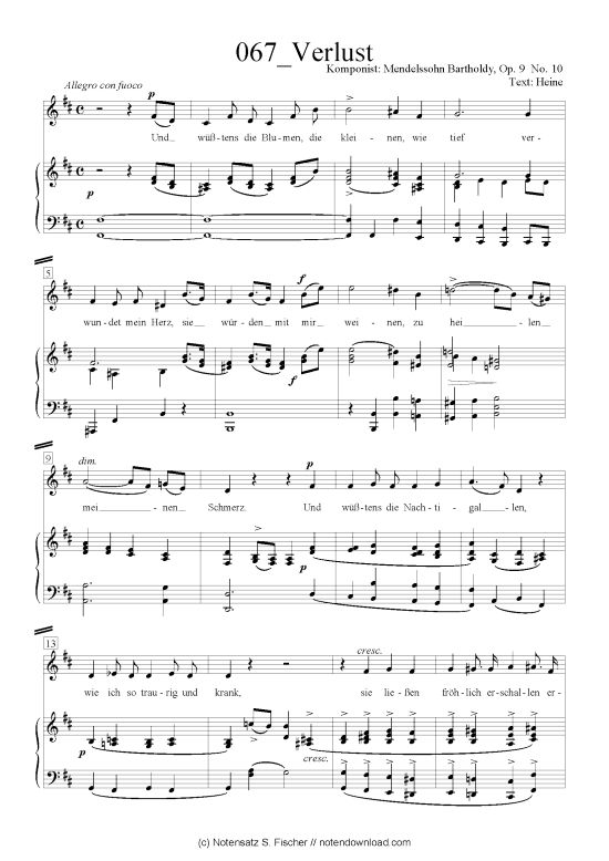 Product picture to: Verlust Felix Mendelssohn Bartholdy (1809-1947)