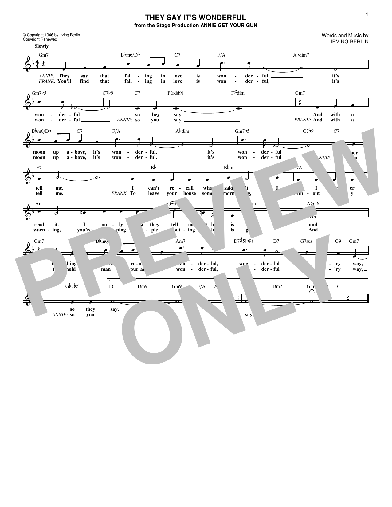 Product gallery: Page 1 of 1 They Say It's Wonderful, Irving Berlin
