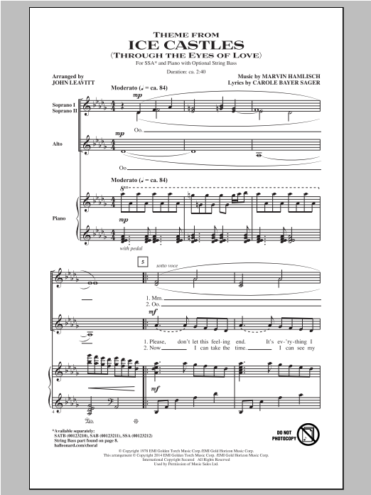 Product gallery: Page 1 of 1 Theme From Ice Castles (Through The Eyes Of Love), John Leavitt