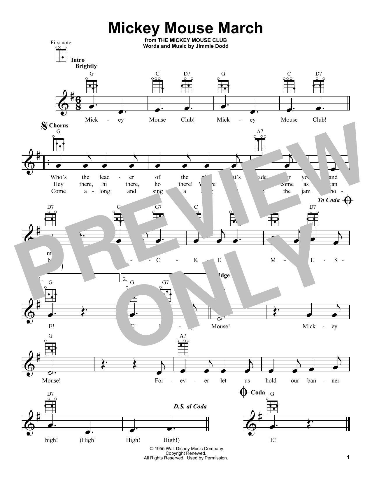 Product gallery: Page 1 of 1 Mickey Mouse March (from The Mickey Mouse Club), Jimmie Dodd