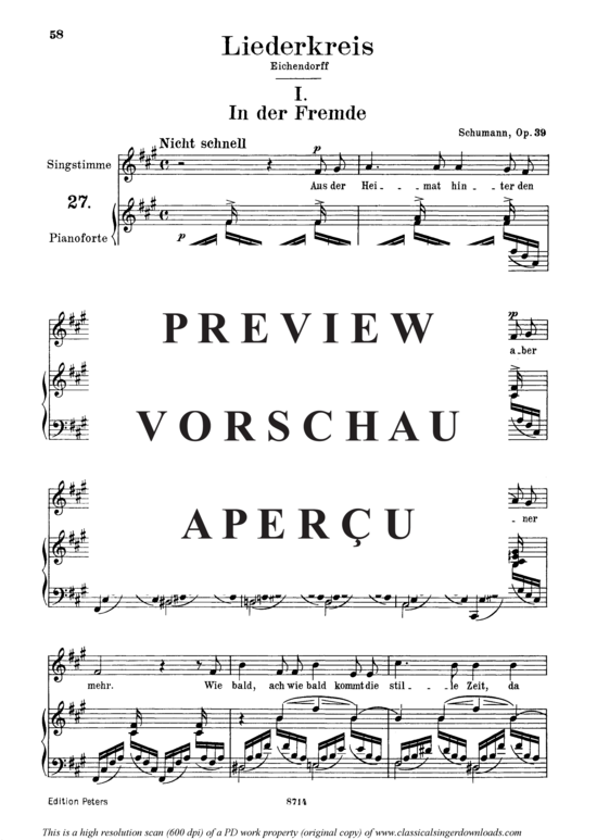 gallery: In der Fremde Op.39 No.1 , , (Gesang mittel + Klavier)