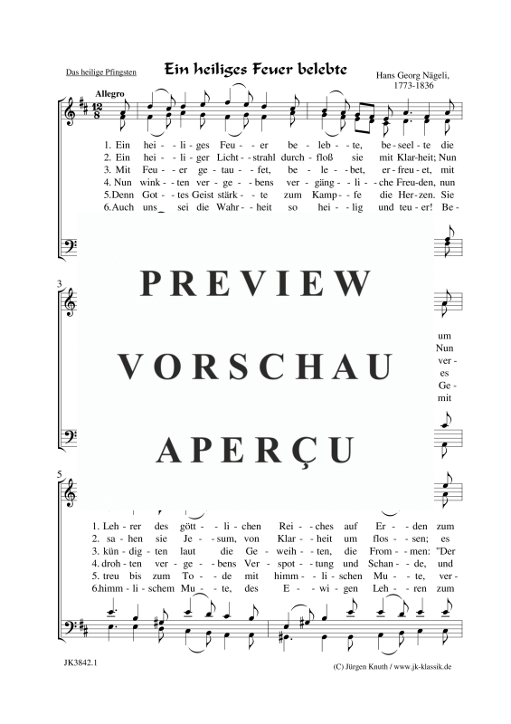 gallery: Ein heiliges Feuer belebte, , (mixed choir)