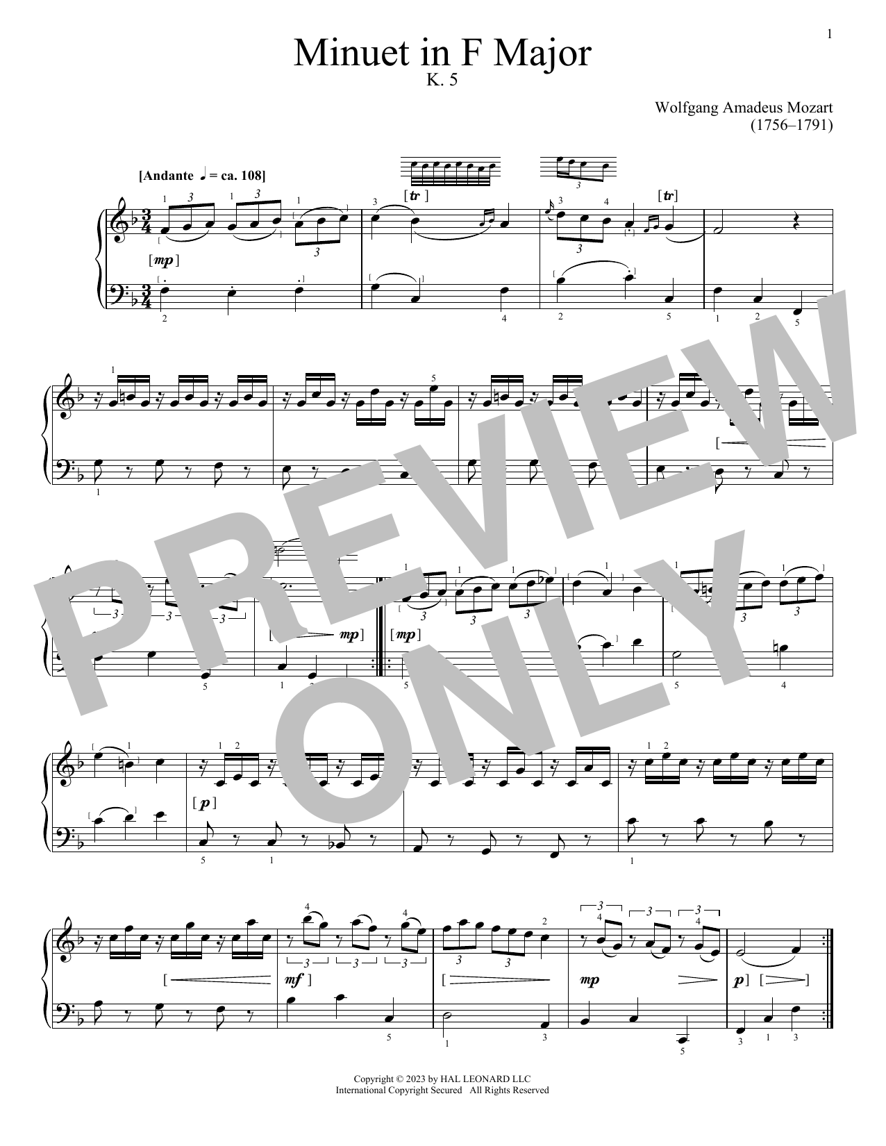 Produktbild zu: Minuet In F Major