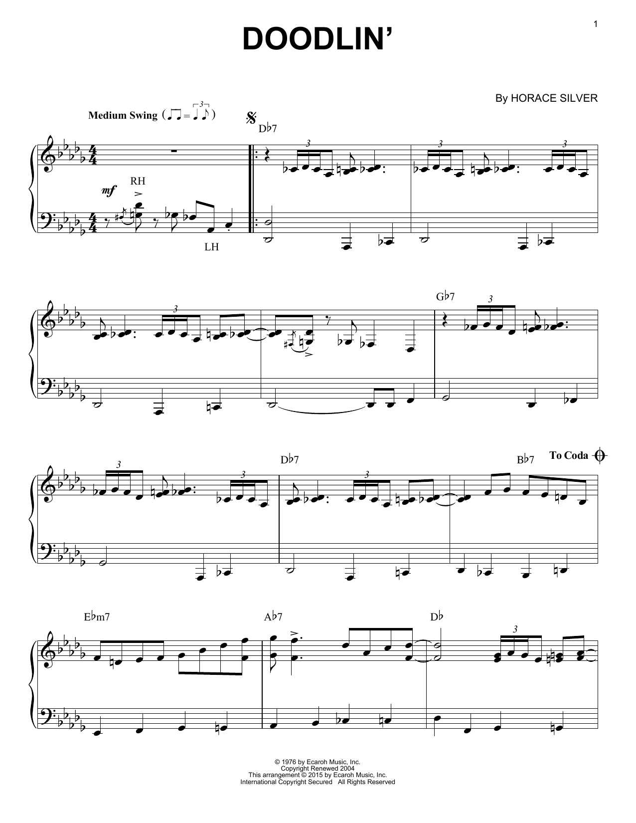 Produktbild zu:  Doodlin' (arr. Brent Edstrom) - Horace Silver