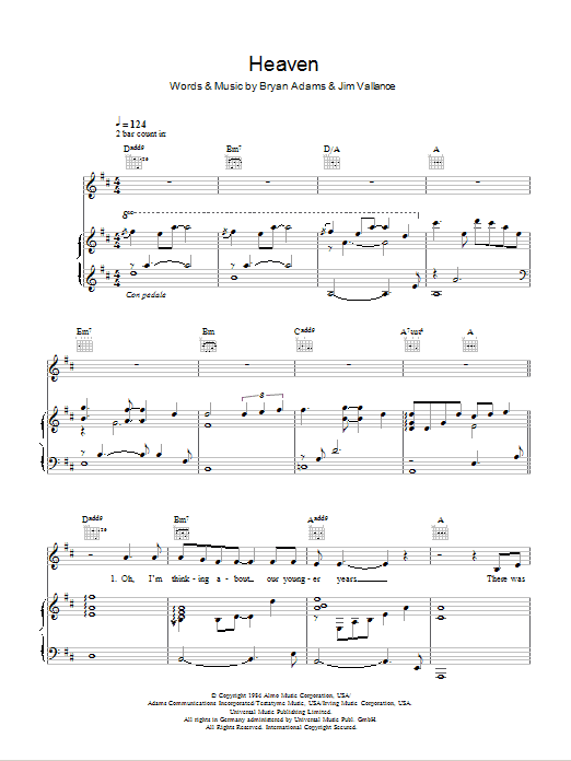 Produktgalerie: Seite 1 von 1 Heaven, Bryan Adams, Gesang, Gitarre, Klavier