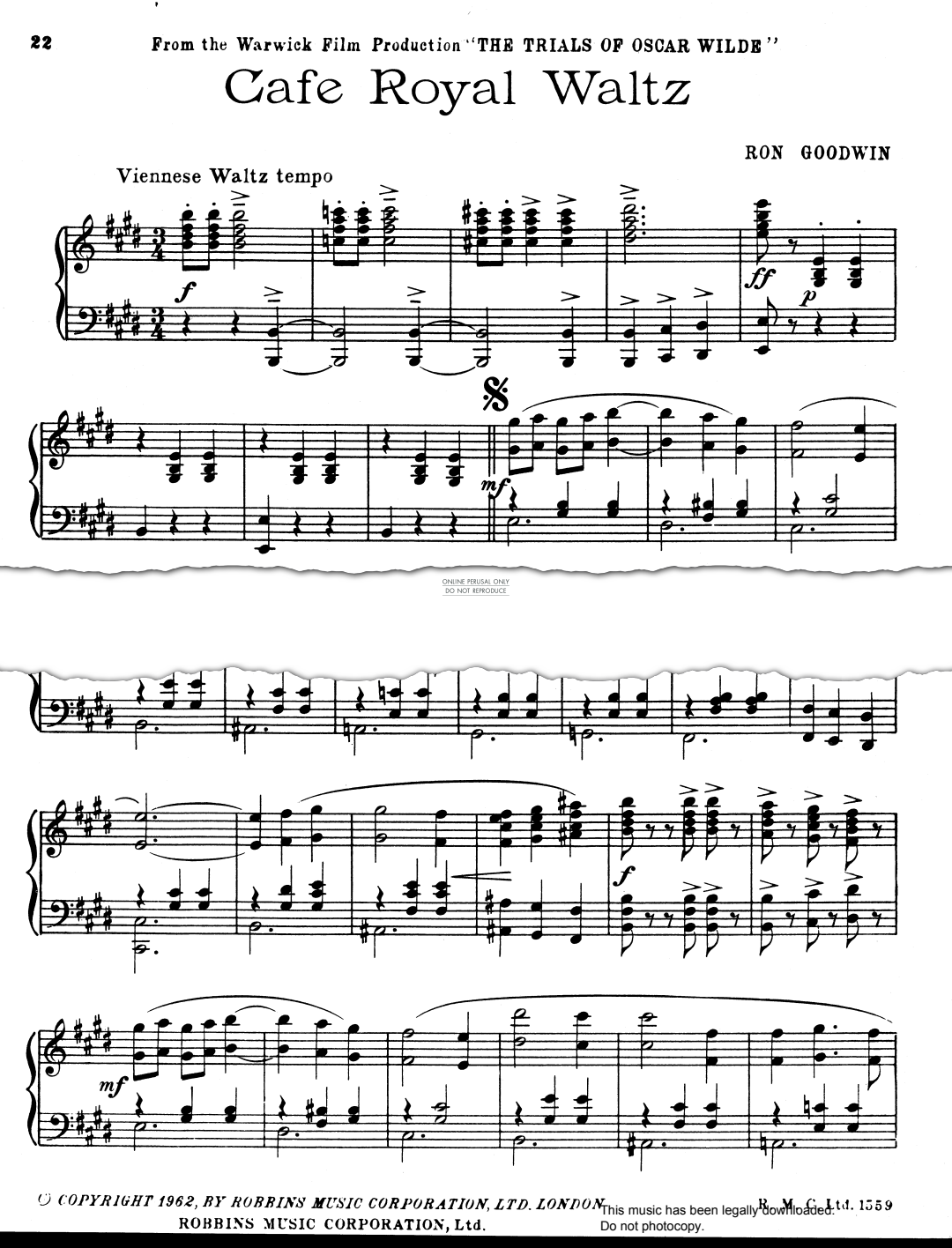 Produktgalerie: Seite 1 von 1 Cafe Royal Waltz (The Trials Of Oscar Wilde), Ron Goodwin, Klavier