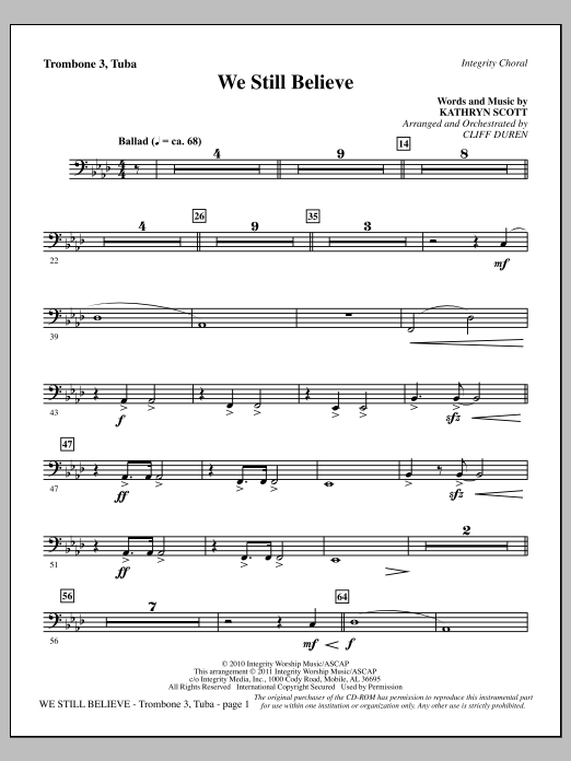 Product picture to: We Still Believe - Trombone 3/Tuba
