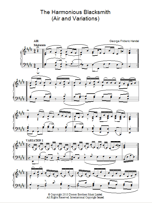 Product gallery: Page 1 of 1 The Harmonious Blacksmith (Air And Variations), George Frideric Handel